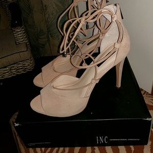 INC Summer Nude Lace Up Heels Size 11